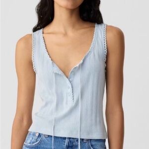Gap x DÔEN Light Blue pointelle tank. Size M.